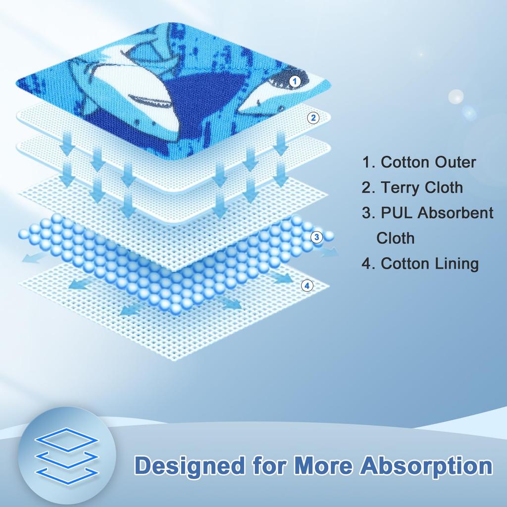 MooMoo Baby Training Highly Absorbent Baby Toilet Training Underwear for Boys and Natural Size 120 Pants, 8-Pack, Toddlers, Breathable, 6-Layer