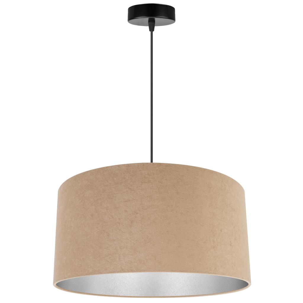 Hanging Lamp, Ceiling Chandelier, Chrome, Velvet Lampshade