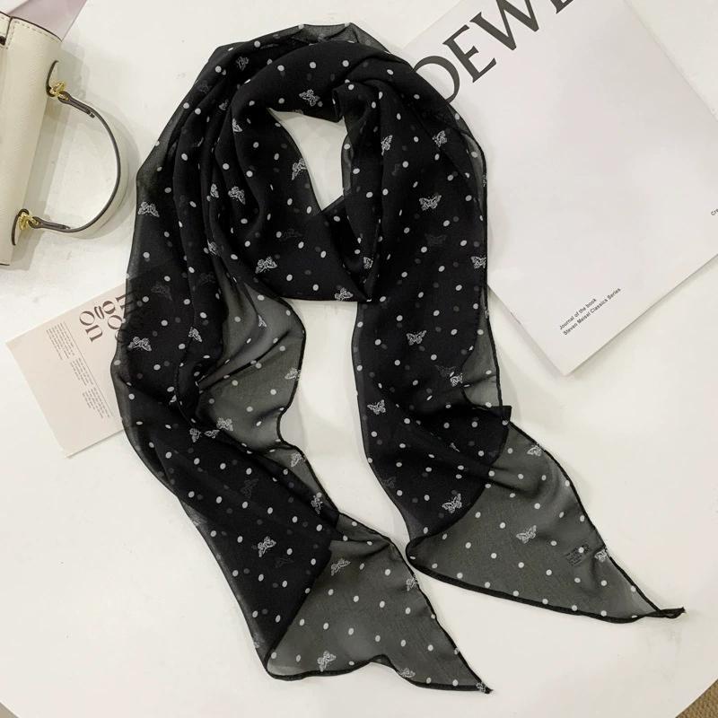 Polka Dots Chiffon Transparent Breathable Sunscreen Shawl Female Summer Thin Long Beach Towel Sun Silk Scarf