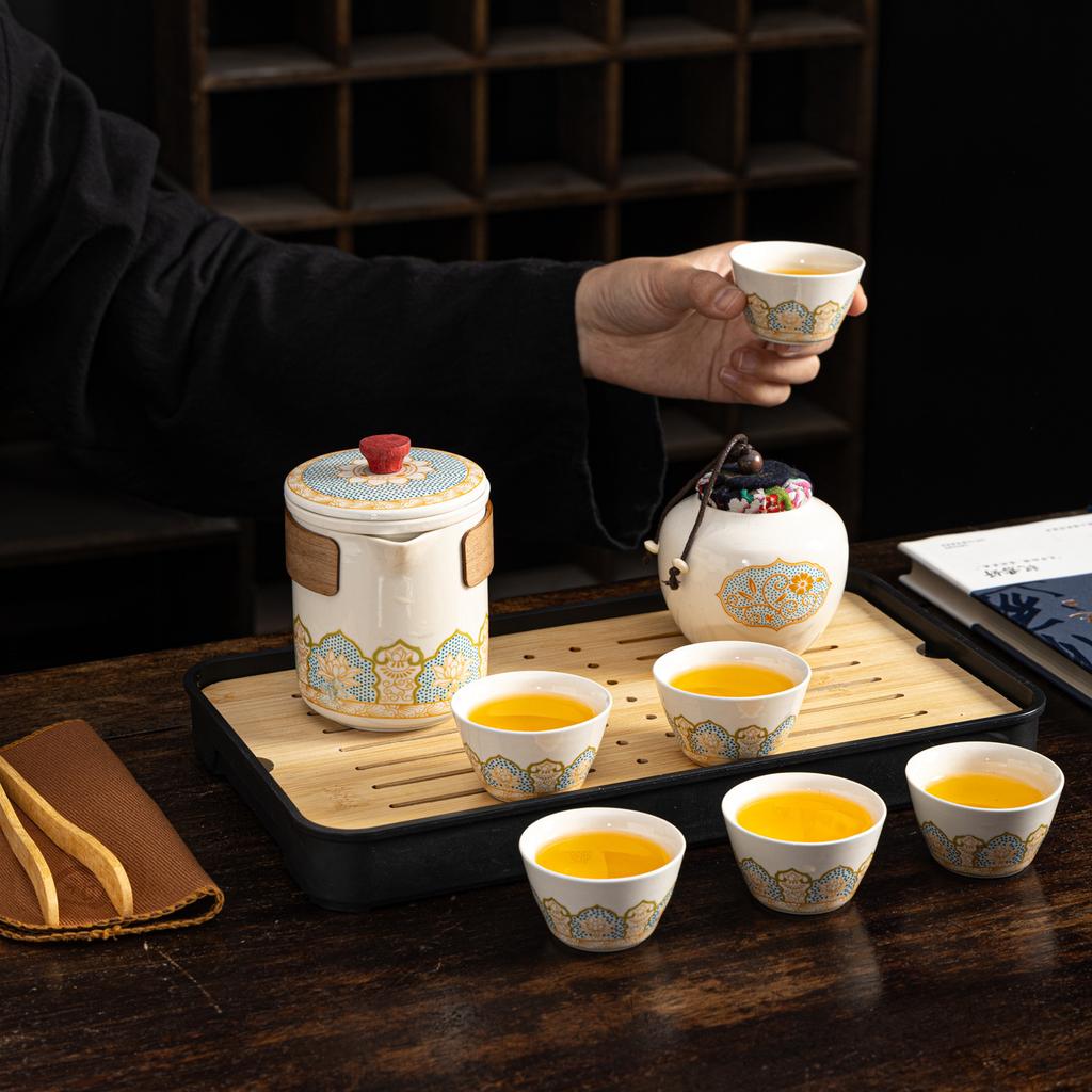 Travel Tea Set Bank Insurance Gift Box with Souvenir Business Gift Portable Tea Set