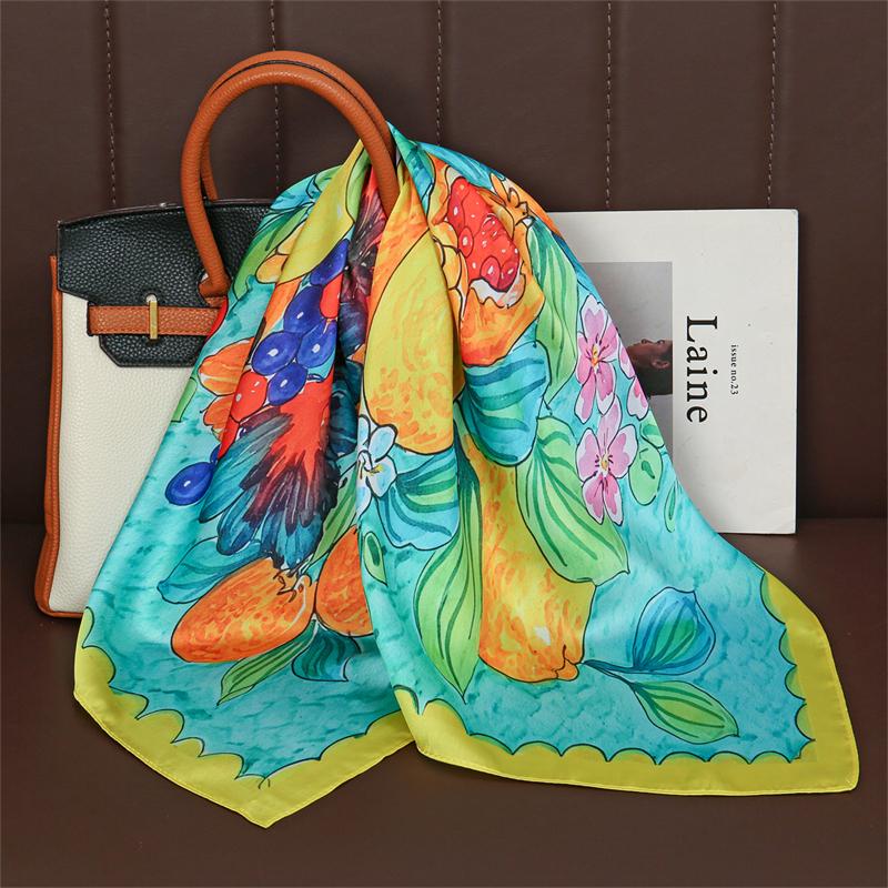 2026 New Fashion Print Silk Hairbands Summer Lemon Scarf Women Elagant Bandana Neck Kerchief Head Bands Foulard Female Scarfs