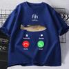 Fih Anruf Erinnern Nachricht Ablehnen Annehmen Anruf Fisch T-Shirts Lustiger Fisch unisex Outfit T-Shirt Unisex Unisex Baumwolle Lässige T-Shirts