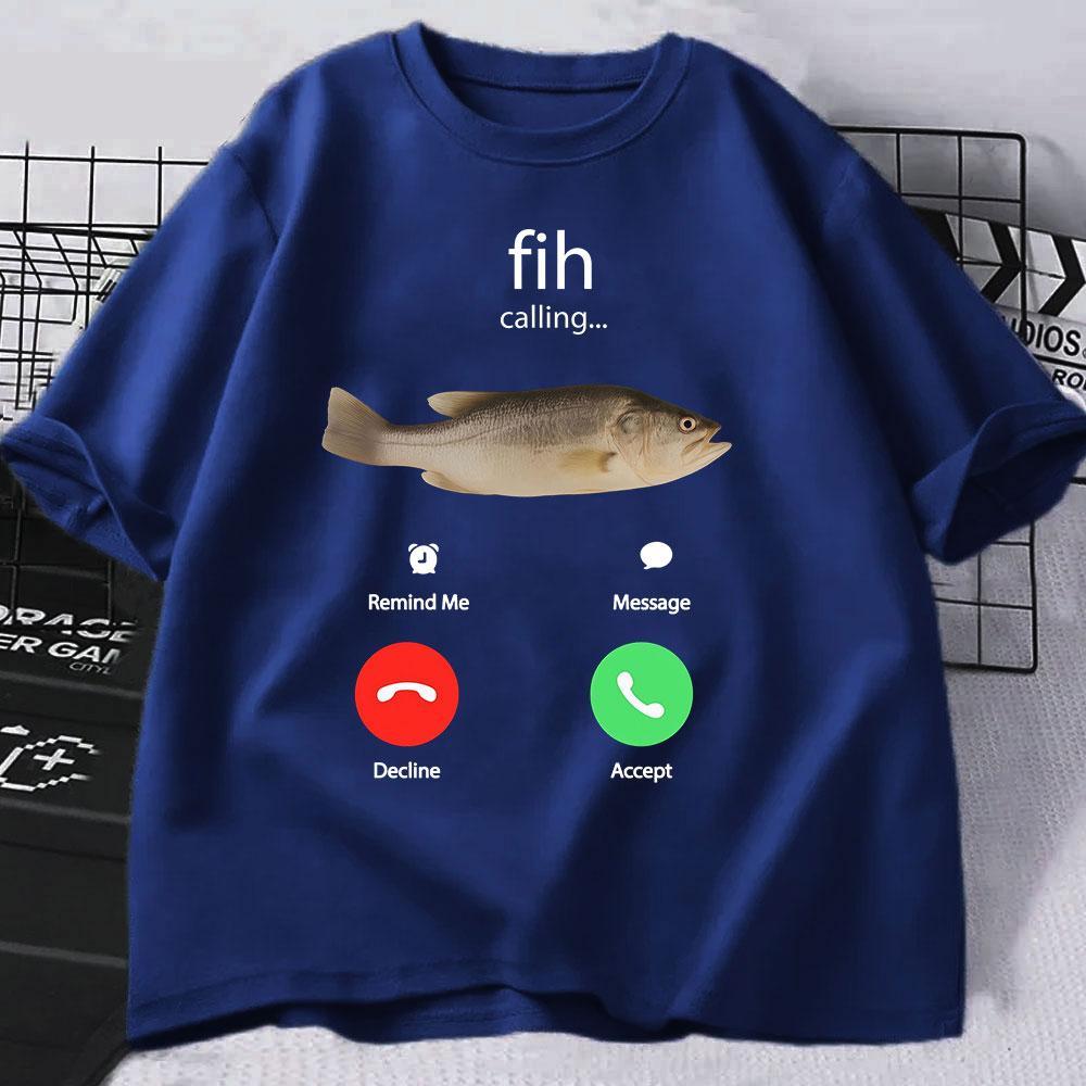 Fih Anruf Erinnern Nachricht Ablehnen Annehmen Anruf Fisch T-Shirts Lustiger Fisch unisex Outfit T-Shirt Unisex Unisex Baumwolle Lässige T-Shirts