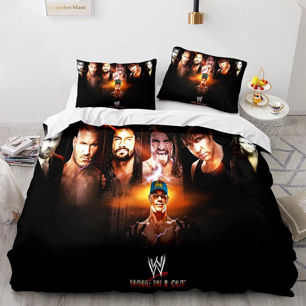 3D-printat WWE Brottningsspel Sängkläder Set Pojkar Flickor Enkel Dubbel Queen Size Påslakan Örngott Säng Barn Vuxna Hemtextil