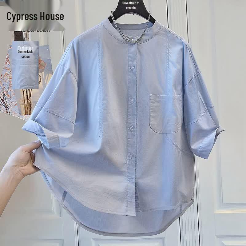 Women s Round Neck Solid Cotton Loose Fit Shirt M