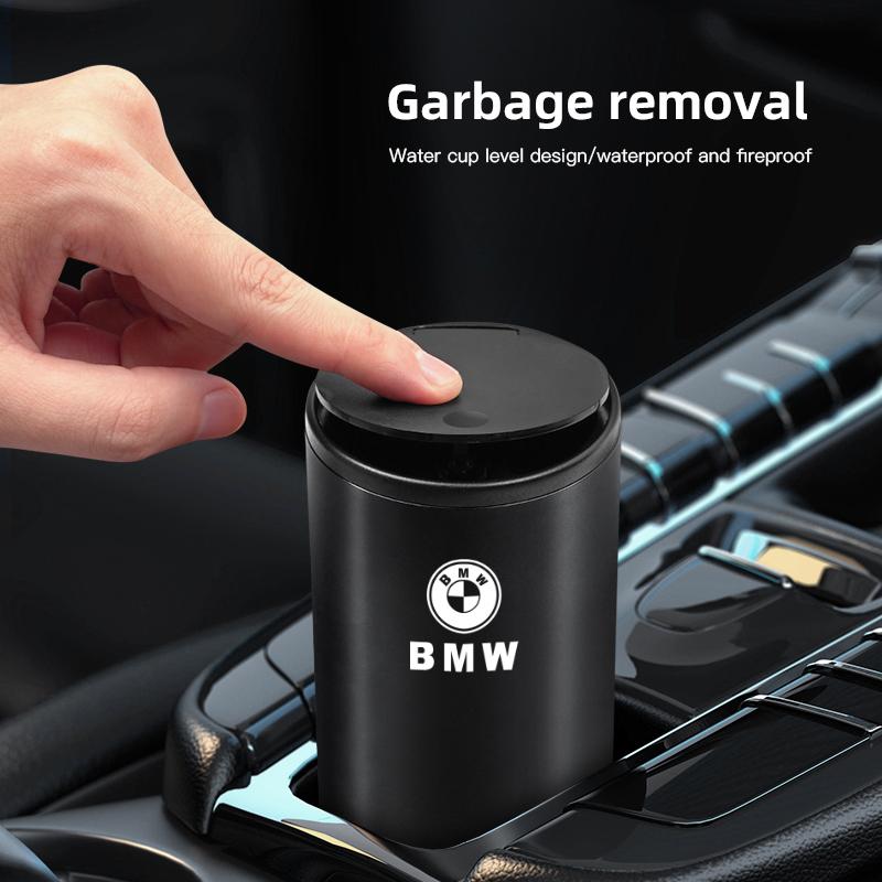 BBIP8 Car Trash Bin Alloy Garbage Can Organizer Box Storag Bag Interior Accessories For BMW M G80 G06 G07 G42 G14 G15 E46 E36 E60 M2