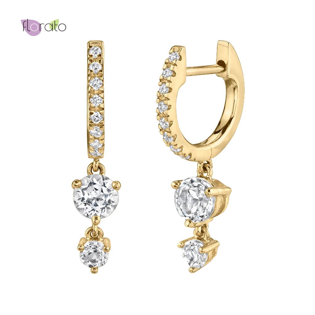 Bohemian Crystal Pendant 925 Sterling Silver Ear Buckle Exquisite Hoop Earrings Simple Fashion Jewelry For Women Birthday Gifts