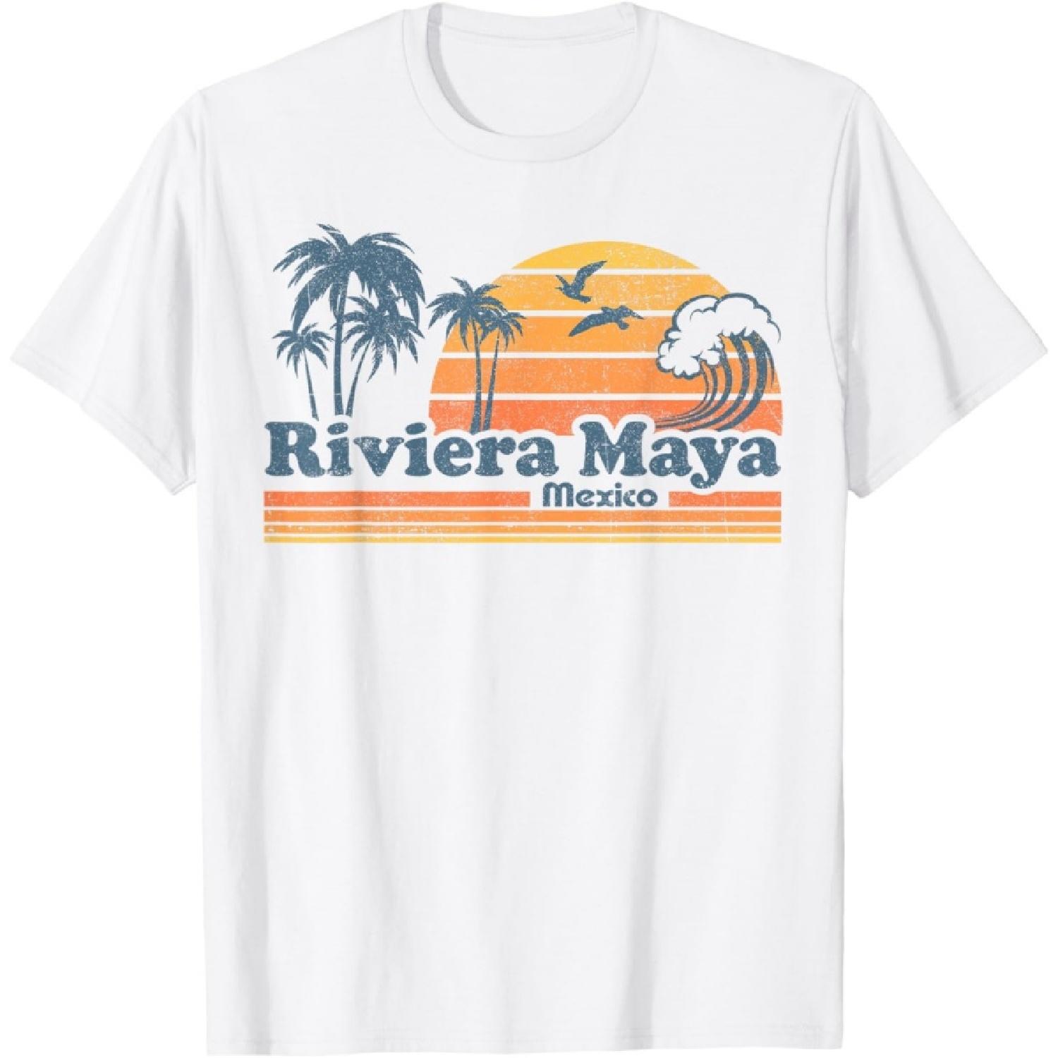 Riviera Maya Mexico Beach Summer Vacation Vintage 70 s Retro Men Women Girls Kids T-Shirt XXXXXL белый