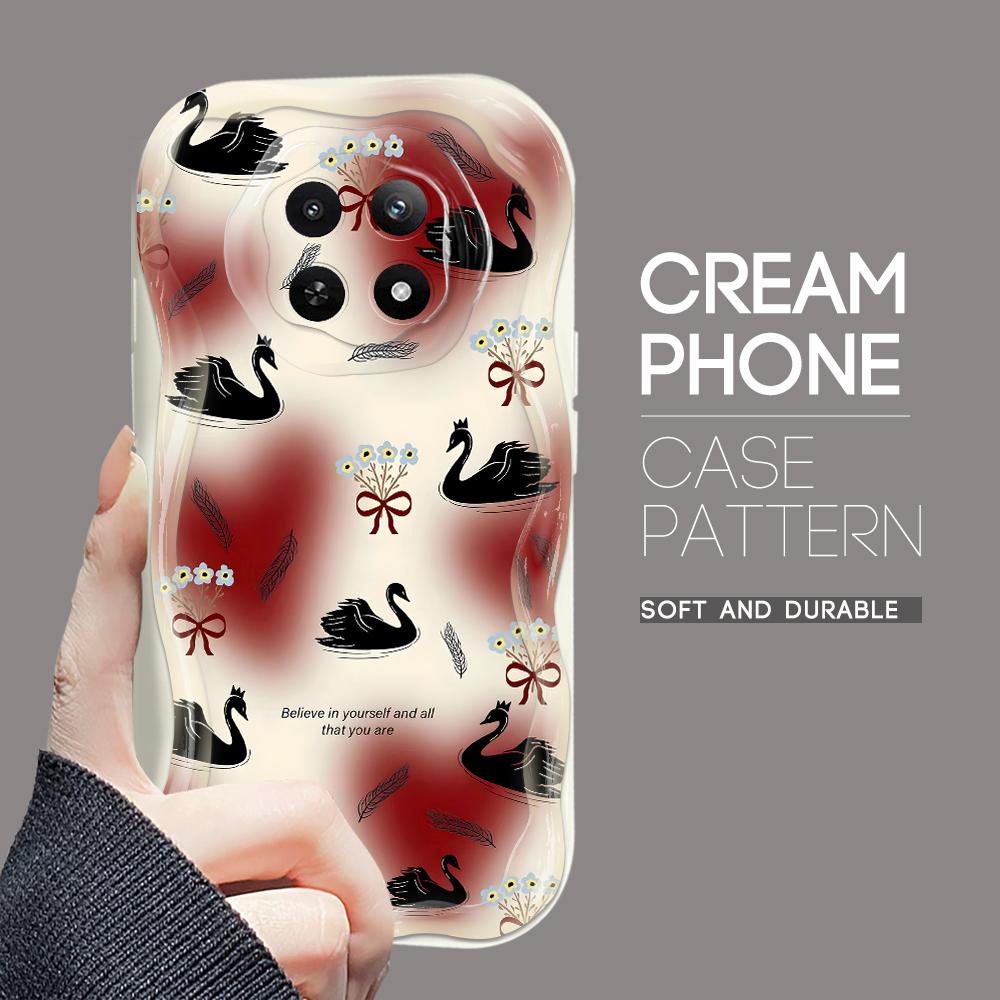 Cartoon Pattern Cream Texture Casing Wavy Edge Soft Silicone Cover Phone Case for OPPO Reno Realme OnePlus Vivo