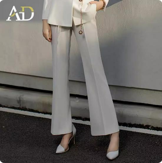 

Женский формальный белый костюм высокого класса с брюками микро-клеш: Весна/Осень Slim Fit Small