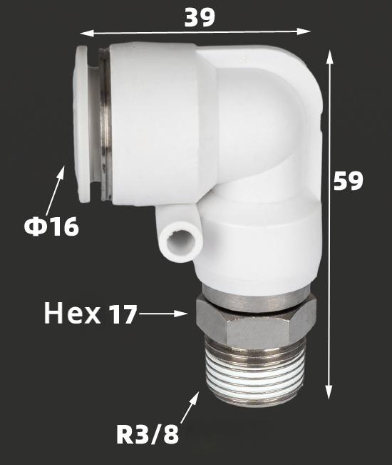 NRL 1700r/min Elbow M5 1/8" 1/4" 3/8" 1/2" BSP Male 4 6 8 10 12 Mm Tube Air Pneumatic High Speed Rotary Pipe Fitting Connector