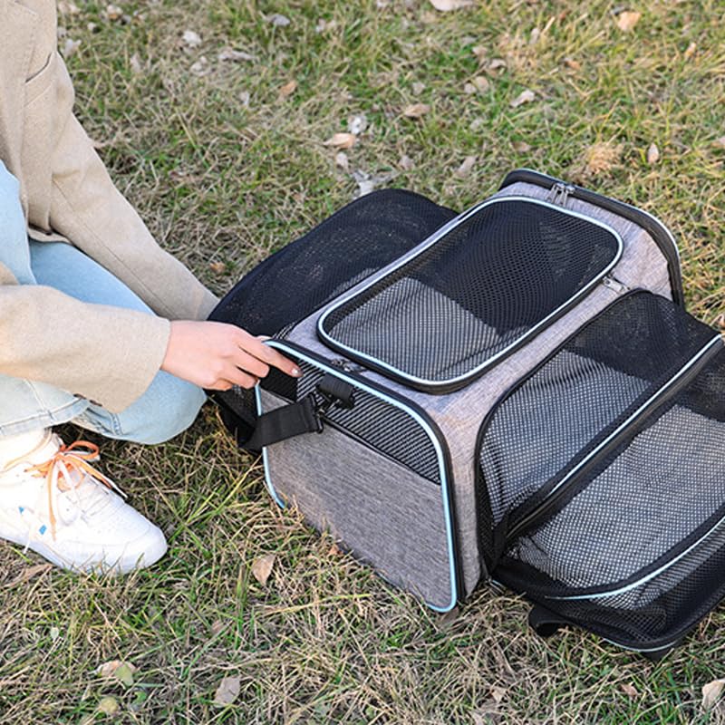 DICOCO Foldable Dog Carrier Bag with Expandable Washable Mat for Cats and Soft Large and Shoulder Strap for Travel Medium/Small Dogs, Crate, Capacity,