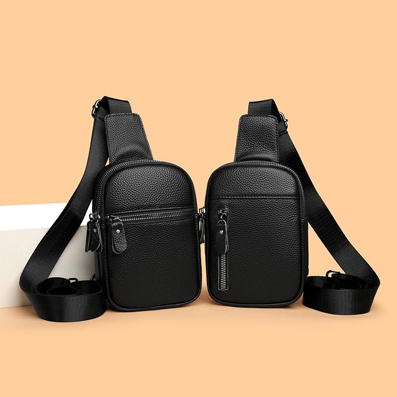 Men's Genuine Leather Bag Mini Minimalist Business Casual Chest Bags for Men Single Shoulder Bag Convenient Small Bag