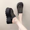 Fashion 8CM Mesh High Heels Mules Women Slippers Shoes Wedges Brand Platform Sandals Summer Dress Slingback Pumps Slides Mujer Zapatos