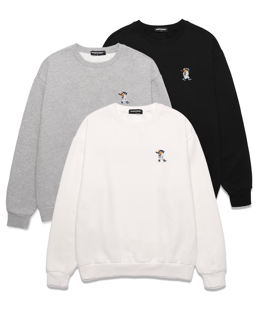 VANNWORKS Mini Baseball Baer Oversized Sweatshirt (Vndts111) Melange Grey