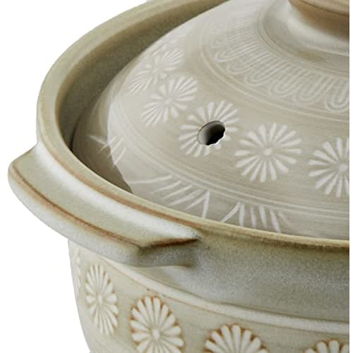 Banko Ware Ginpo Hana Mishima Extra Deep Pot, No. 6, Serves 1-2, Approx. 19cm Diameter x 15cm Height, Heat and Microwave Safe, Made in Japan, Product