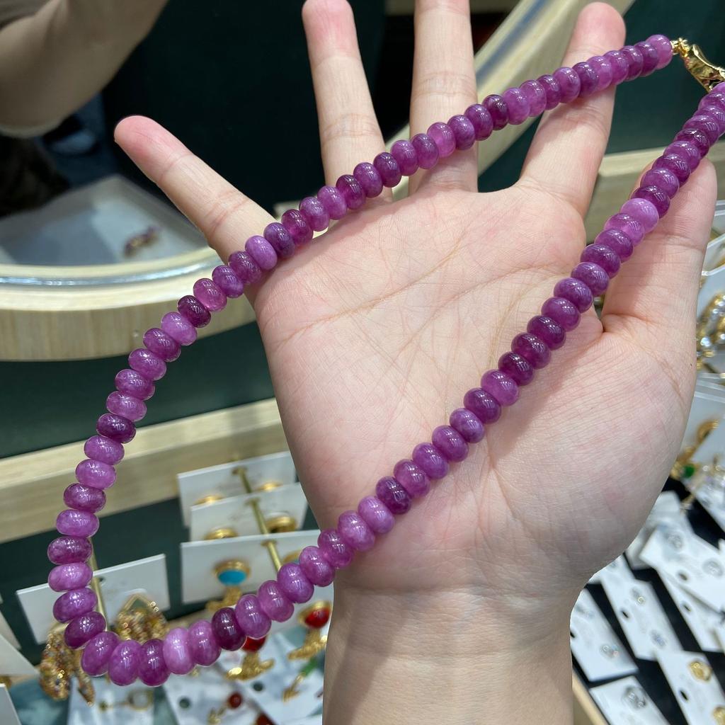 Retro Purple Contrasting Color Spring And Summer Vacation Necklace Set Love Bubble Gum Comfortable Natural Stone Beaded Item