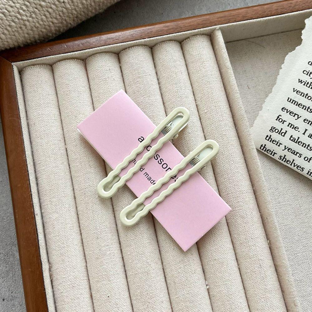 Alloy Candy-colored Cute Hairpin Solid Color Hair Accessories Decorate Hairpin with Wavy Side