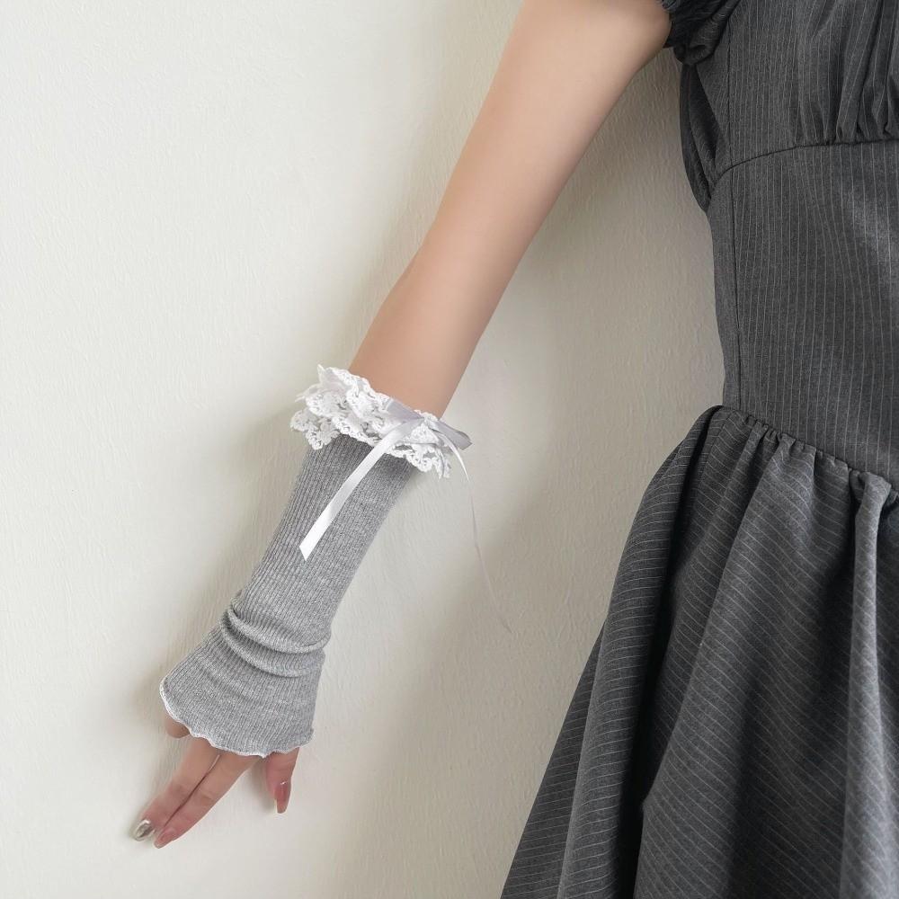 Long Length Ruffle Sleeves For Women Elastic Lace Elbow Sleeves Elegant Warm Arm Warmers