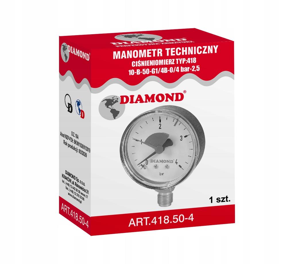 Manometr Ciśnieniomierz Fi 50 Mm Zakres 0-6 Bar