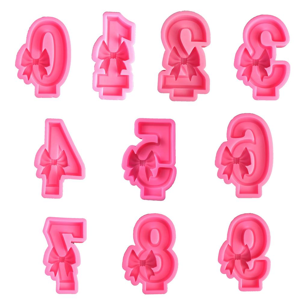 Bowknot Baking Molds Bow Number Silicone Mould Handmade Epoxy Resin Casting Molds DIY Cake Chocolate Decorating Tool