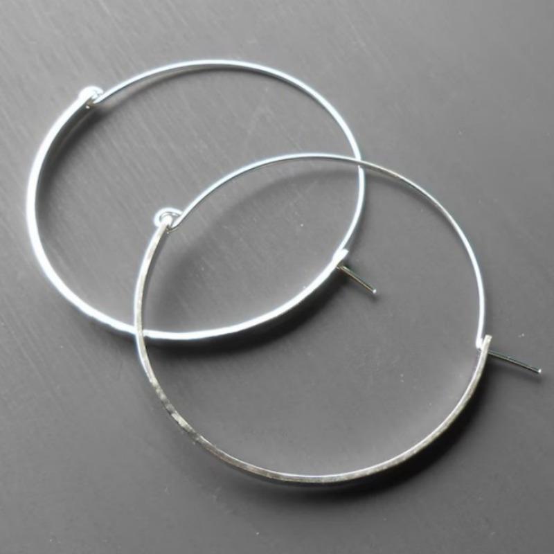 Large Hoop Earrings, Hammered Boho Hoops