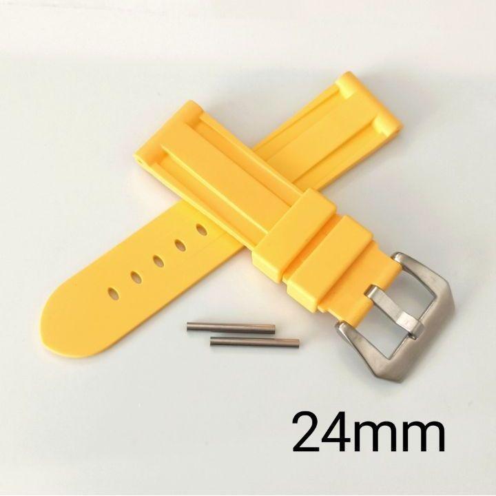 Used 24mm Men s Watch Silicone Rubber Strap Yellow Pipe Tube Included [Compatible with] Panerai