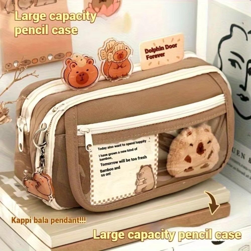 7Pcs Spacious Compartment Canvas Pencil Case Large Capacity Pen Bag Layered Pencil Case  Student Use