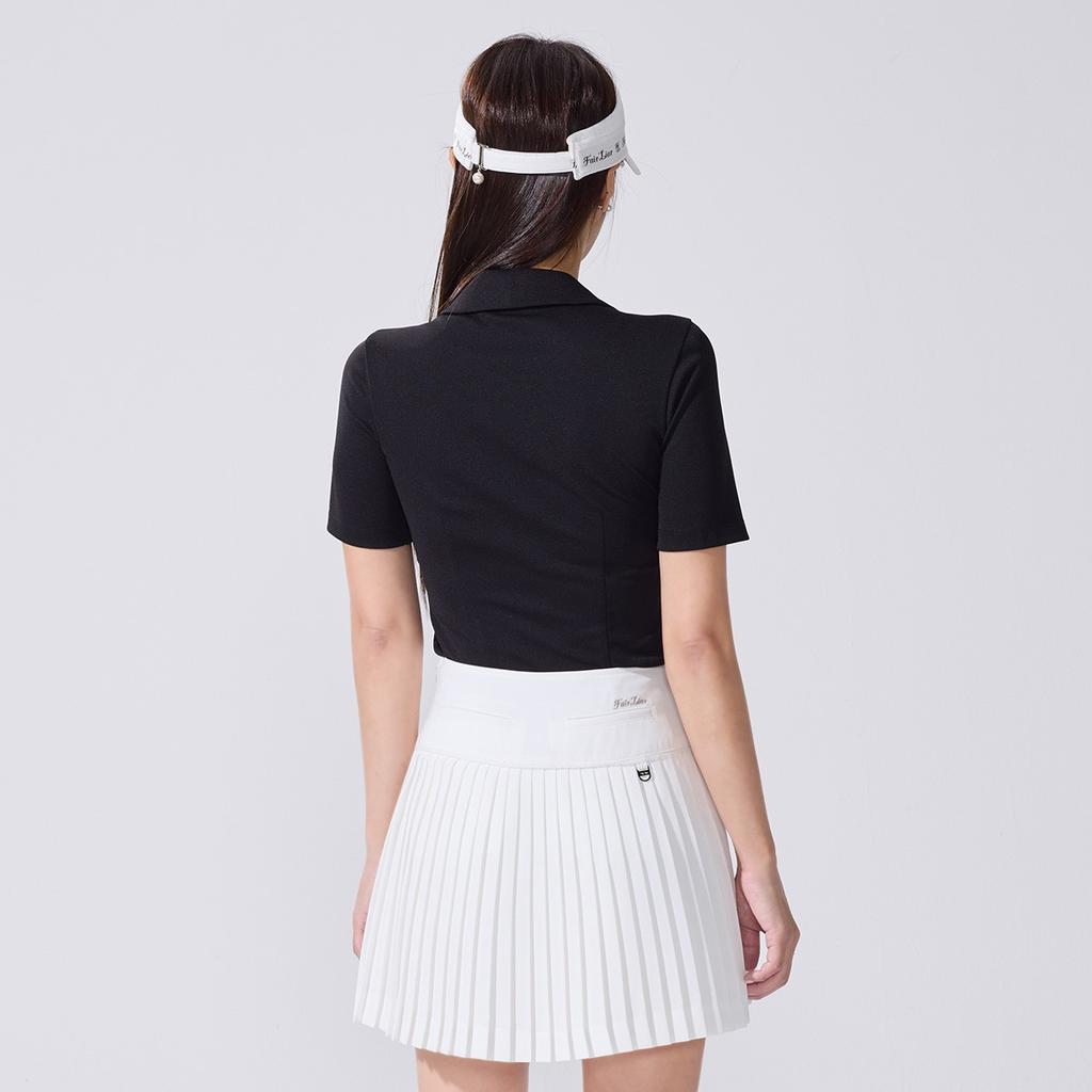 FAIRLIAR GOLF Crochet Flare Pleated Skirt (White)