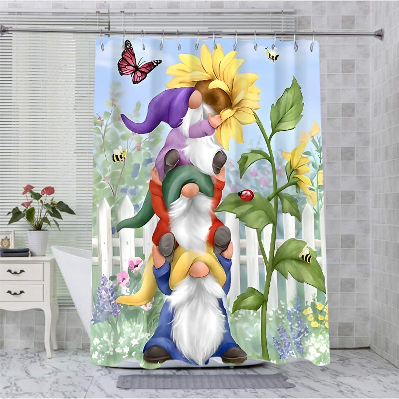 Sunflower Dwarf Bathroom  Shower Curtain Dwarf Waterproof fabric bathroom Curtain With 12 Hooks Sunflower Home Deco Free Ship
