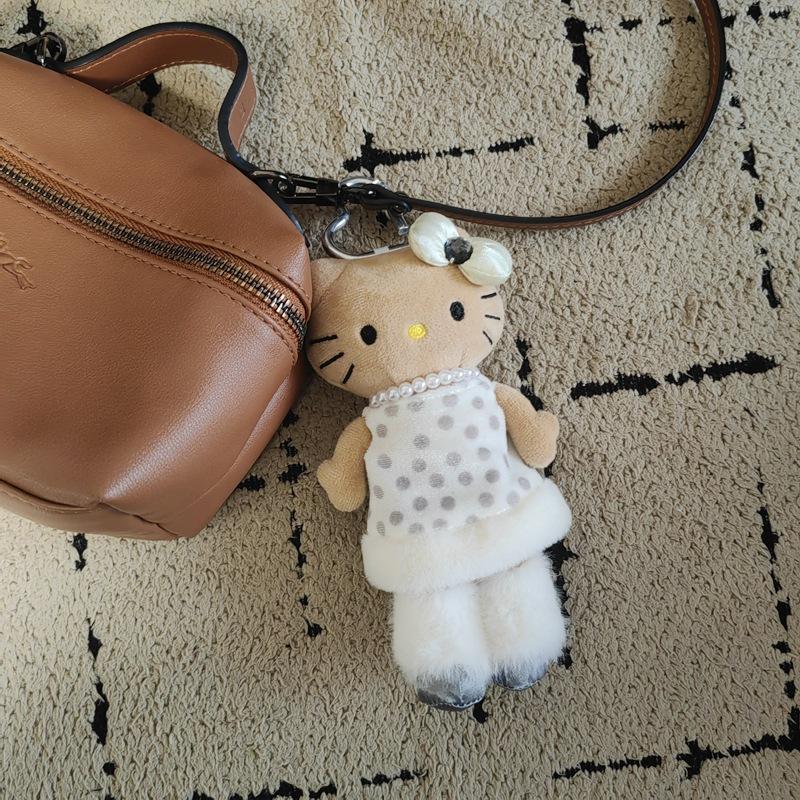 Hello Kitty Series Kawaii Wear Skirt Long Leg Kitty Cat Pendant Stuffed Plush Toy Doll Bag Pendant Keychain Doll Gift
