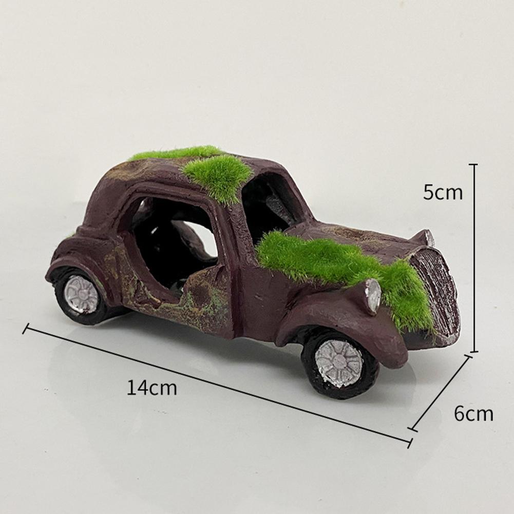 Ornements Mousse Voiture Ancienne Vintage Cachette Grotte Abri Mise en Scène Accessoire Aquarium Bac à Poissons Paysage Décoration Fournitures