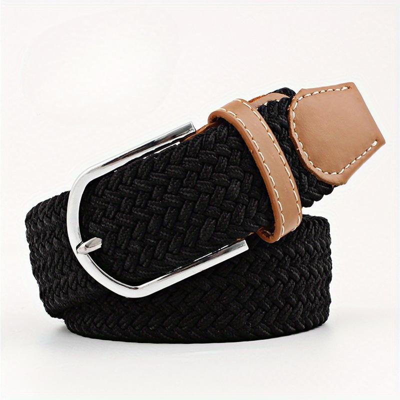 Casual Knitted Pin Buckle Women Belt Woven Canvas Elastic Expandable Braided Stretch Jeans Belts for Men