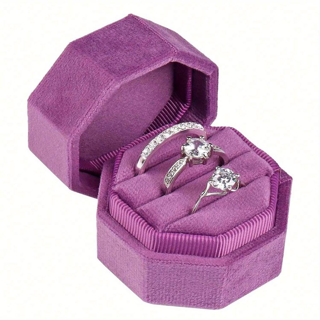 1 Pc Velvet Ring Box, 3 Slots Triple Slot Ring Box Wedding Day Ring Box For Wedding Ceremony Wedding Ring Holder Ring Box For Wedding Proposal