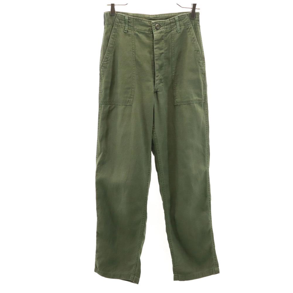 US ARMY 70s vintage Cotton Satin Baker Pants W28 khaki Military DSA Men's Used