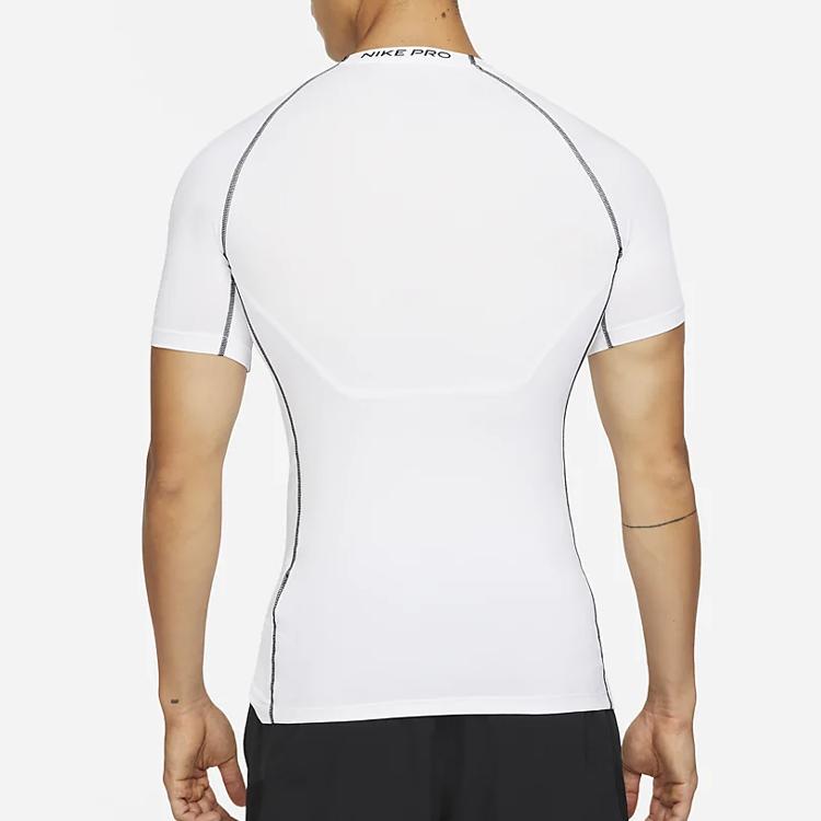 Nike Pro Stampa Logo Allenamento Sport Traspirante Manica Corta Fitness Top Uomo Top Bianco DD1993-100