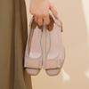 Mesh Breathable Single Shoes Soft Sole Spring and Summer New Middle Heel Thick Heel Sandals Shoes Breathable and Comfortable