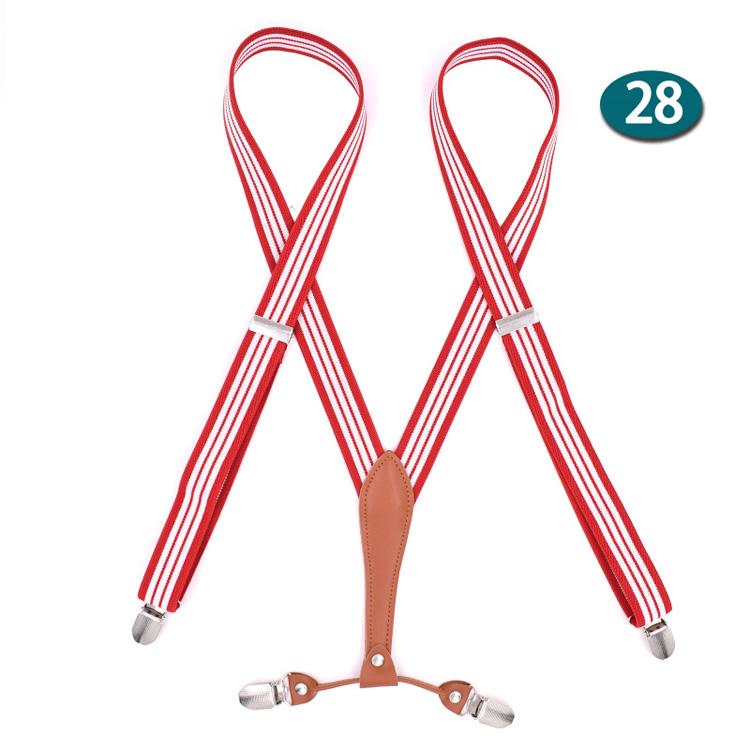 Leather Suspenders Man's Braces 4 Clips Adult Suspensorio Tirantes Hombre  Elastic strap 2.5*120cm
