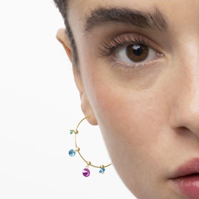 Boucles d'oreilles Luxenter en argent 925 et zircon multicolore finies en or jaune 18k - Yhapec