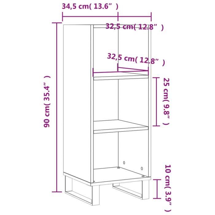 VidaXL Buffet blanc brillant 34,5x32,5x90 cm bois d'ingénierie 828758