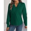 Women's Fall and Winter Elegant Solid Color Layered V-neck Long-sleeved Shirt