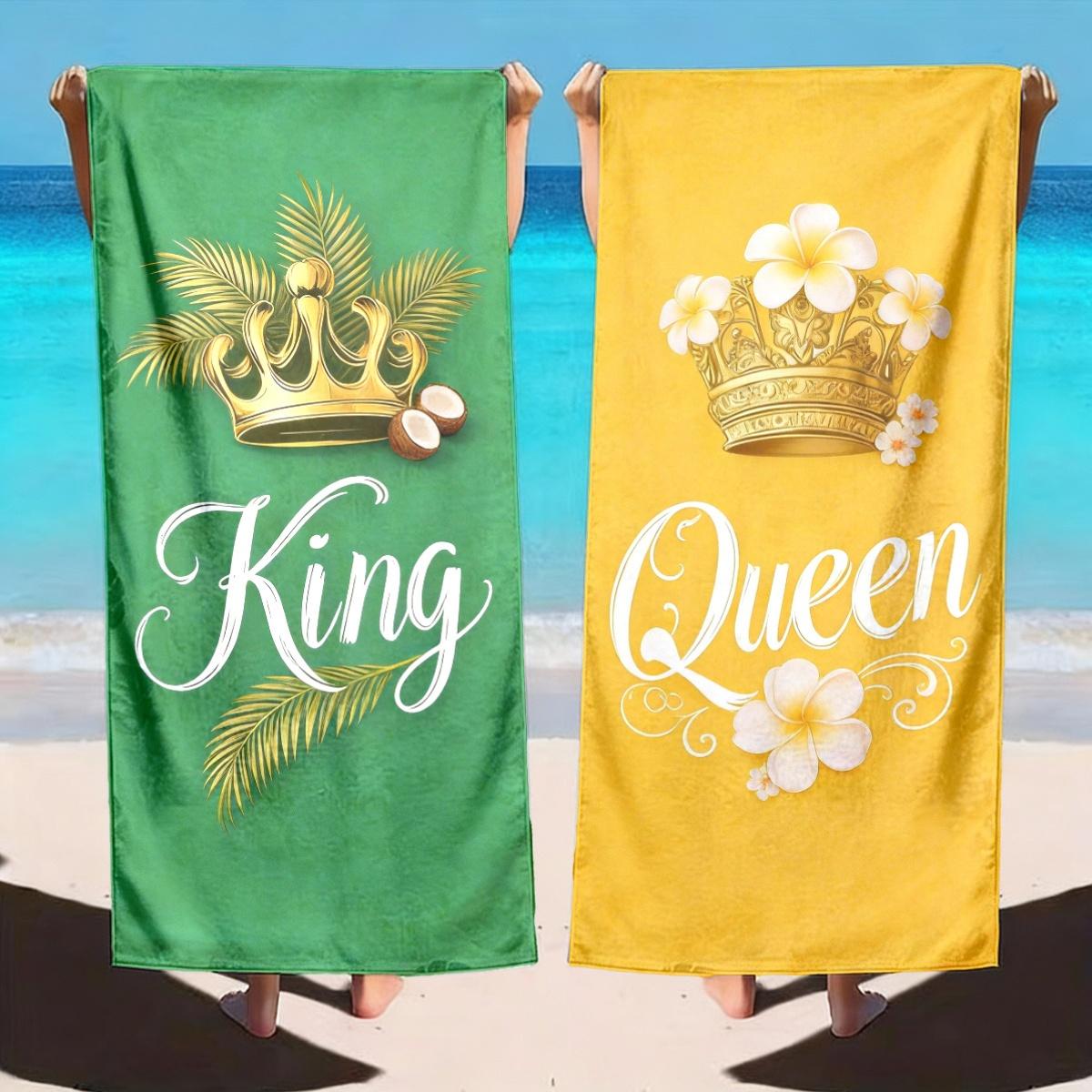 2-delige Koning & Koningin Strandlaken Set voor Koppels, Luxe Bijpassende Vakantie Strandlakens Voor Hem en Haar 35x75cm&2pcs