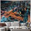 City Night Skyline Urban Landscape Wall Tapestry Machine Washable All Season Decor  Print Modern Design Home Simple Installation