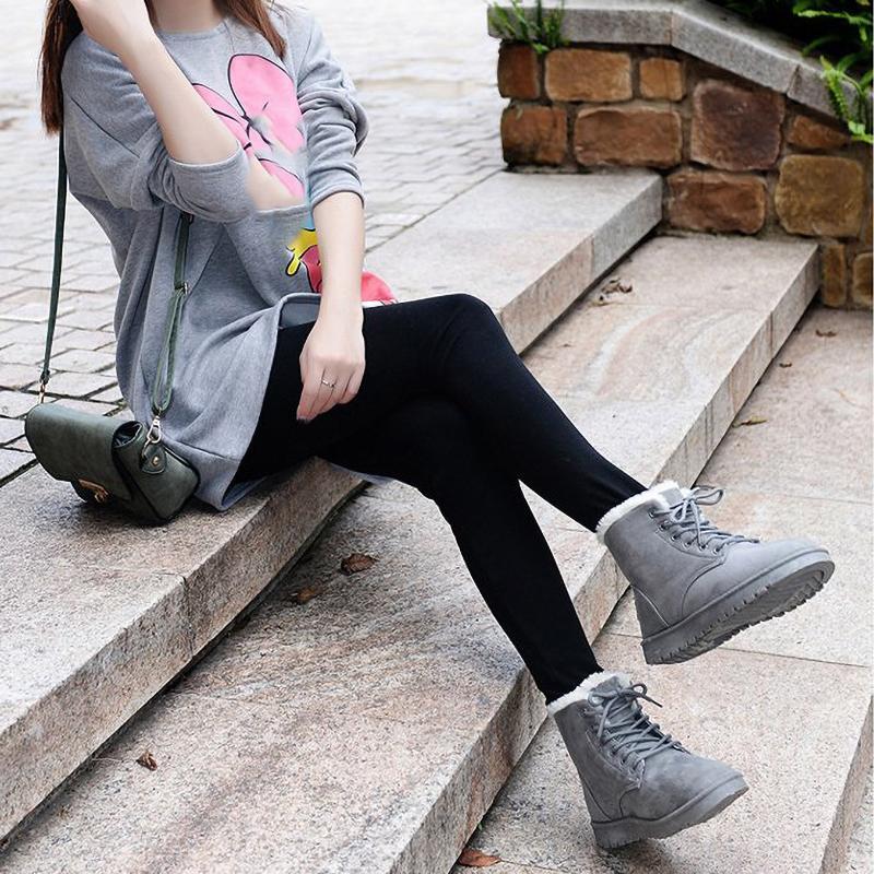 Mode Damenstiefel Winter Schnee Warm Schnürung Flach mit Damenschuhen Tide Schuh