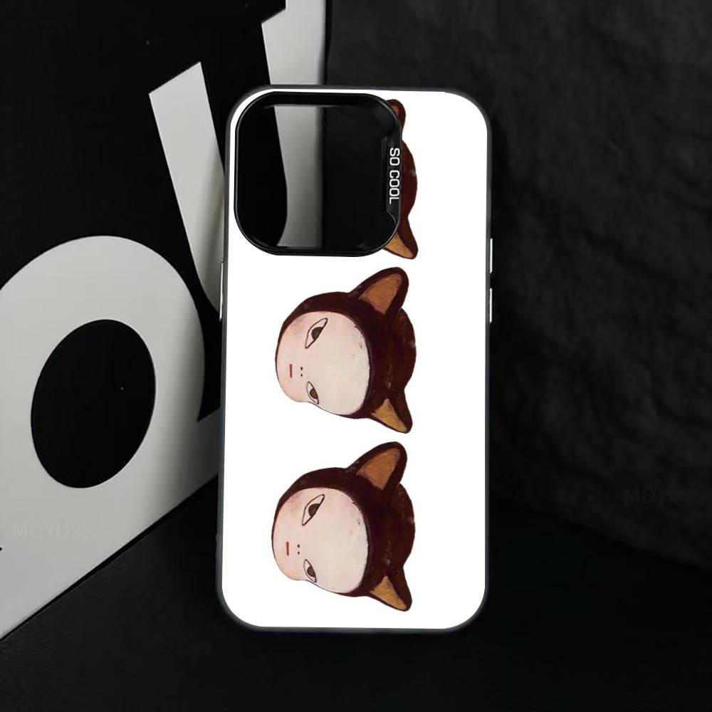 Art of Japan Y-Yoshitomo Nara Phone Case For iPhone 17,16,15,14,13,12,11 Plus,Pro Max,XS,Colored Silver Plated Inside Cover