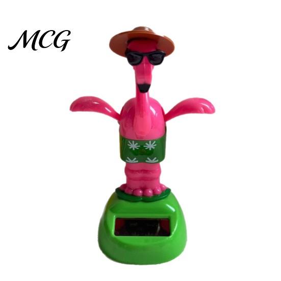 Durable Solar Dashboard Ornament Crane Bobble Head Car Decor, Cute Animal Ornament, Interior Decoration, Creative Home Office Gift Bright Rose
