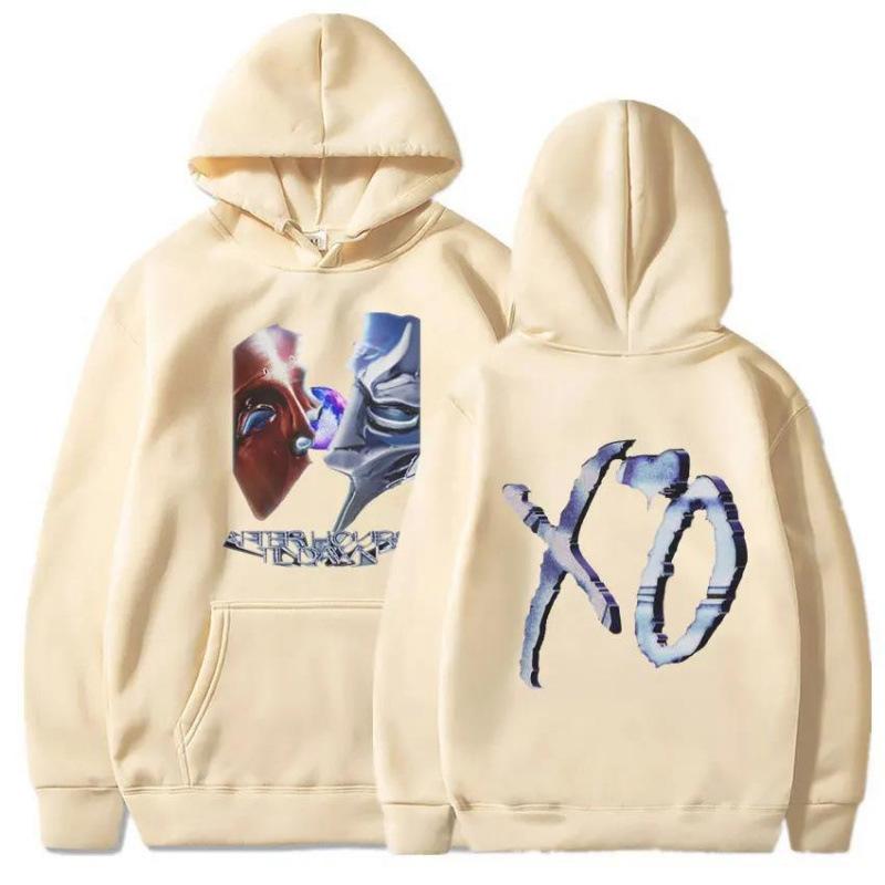 Autumn Winter Fashionable Casual Men Women Hooded Wool Lined Printed Sweatshirts