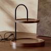 Supporto Vassoio da Portata in Legno a Doppio Strato Salvaspazio Espositore per Gioielli Decorativo Grande Capacità Supporto a Due Livelli Tavolino da Caffè