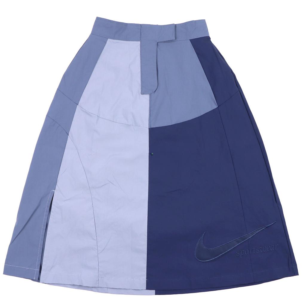 New Nike Sportswear Collection Embroidered Mid-Length Skirt Blue DX2576-493