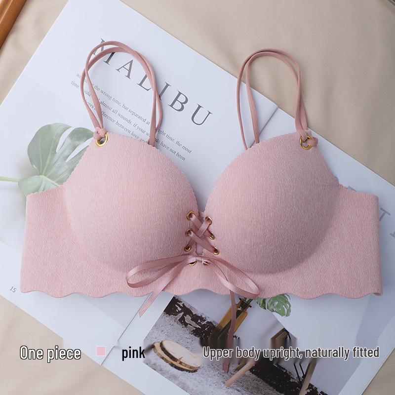 Women's Seamless Push-Up Bra with Drawstring for Enhanced Bust